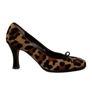Via Spiga Leopard Print Slip On Heel Career Shoes Womens Size 10